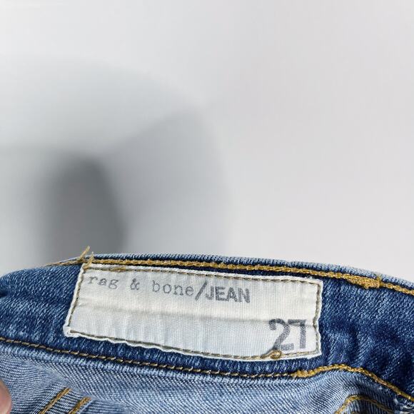 Rag & Bone Womens 27 The Skinny Jeans in La Paz Medium Wash Ripped Distressed - Picture 10 of 12